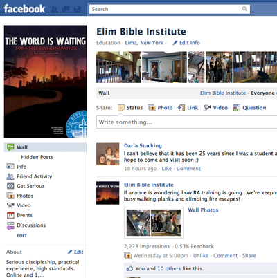 Elim Bible Facebook Page